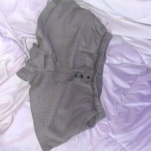 sage green waffle shorts